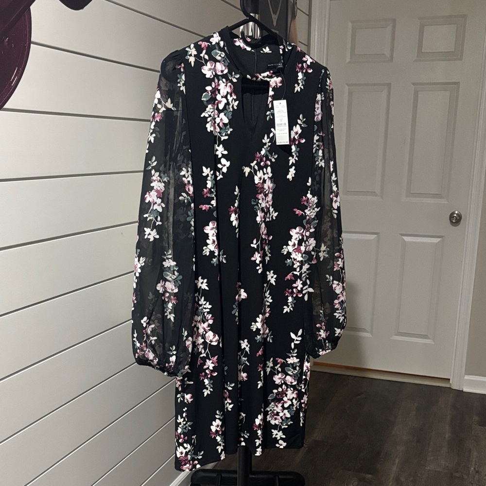 White House Black Market Black Floral Dress